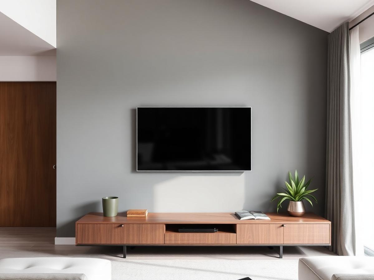 Flat screen TV cleanly mounted on a wall